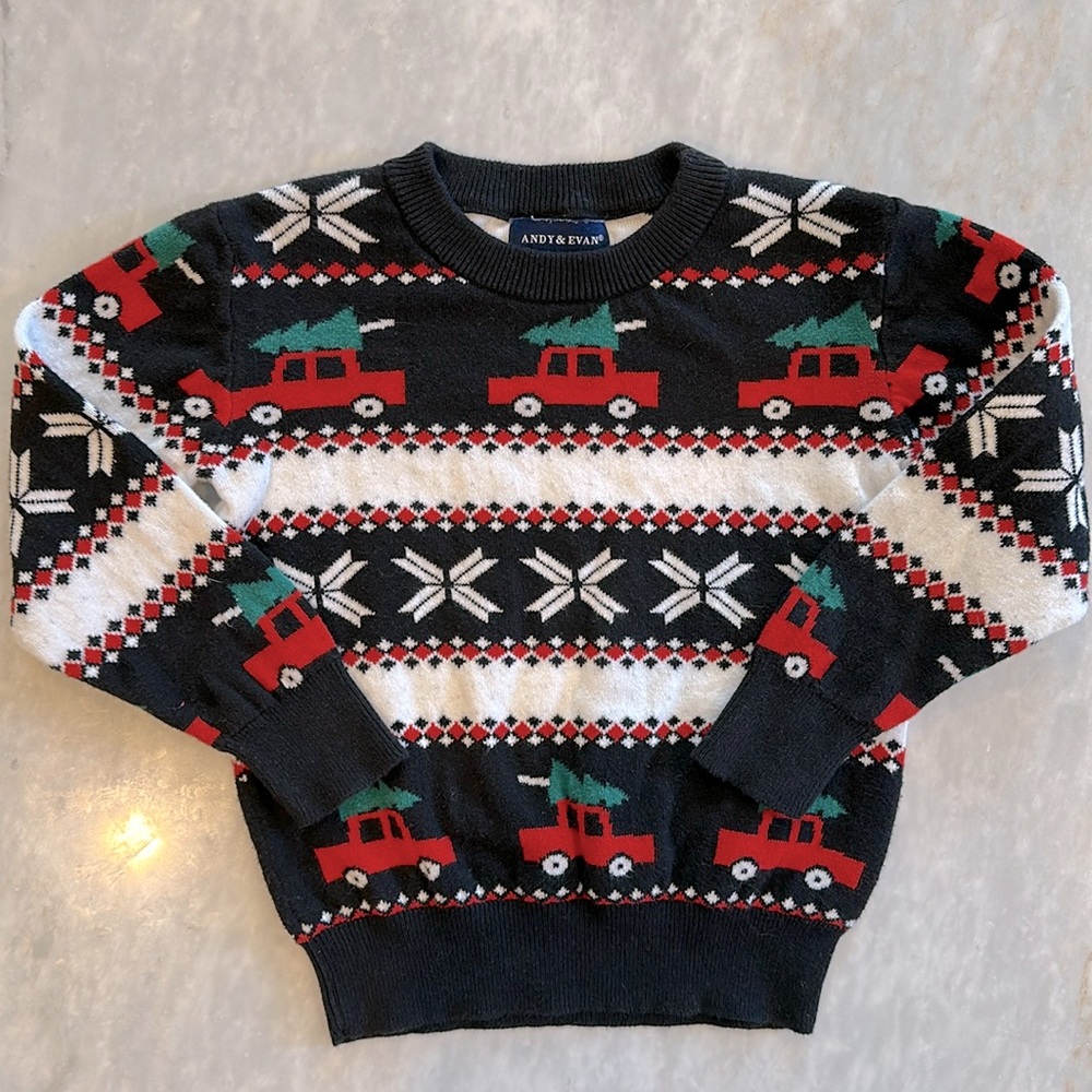 Andy & Evan Red Truck Holiday Sweater